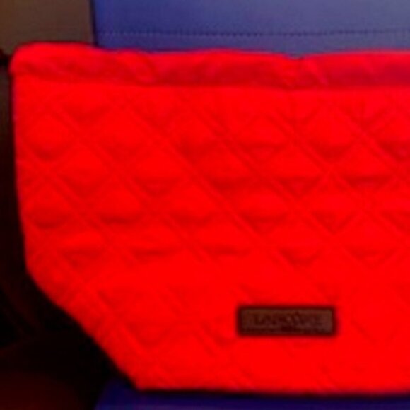 NWOT Lancome Paris Cosmetic Large Makeup Pink Vanity Case String Drawing Bag - Picture 1 of 6